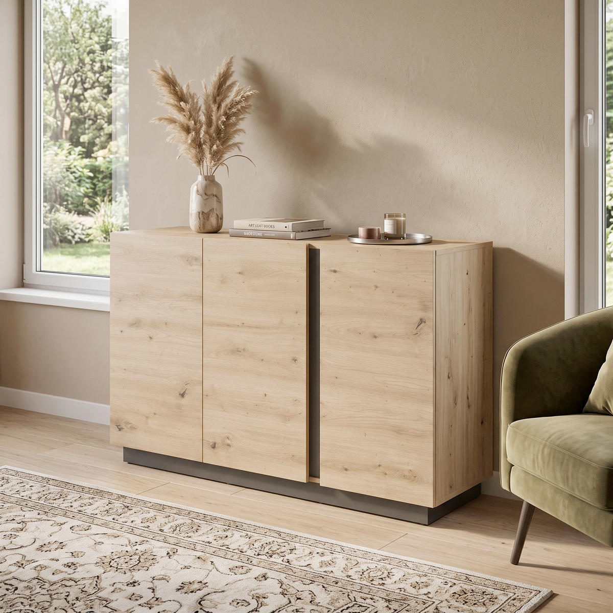 SIDEBOARD  138/91/40 cm  - Eiche Artisan/Grau, Design, Holzwerkstoff (138/91/40cm) - MID.YOU