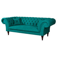 3-SITZER-SOFA Mikrofaser Türkis  - Türkis/Braun, Design, Holz/Textil (232/79/97cm) - Livetastic