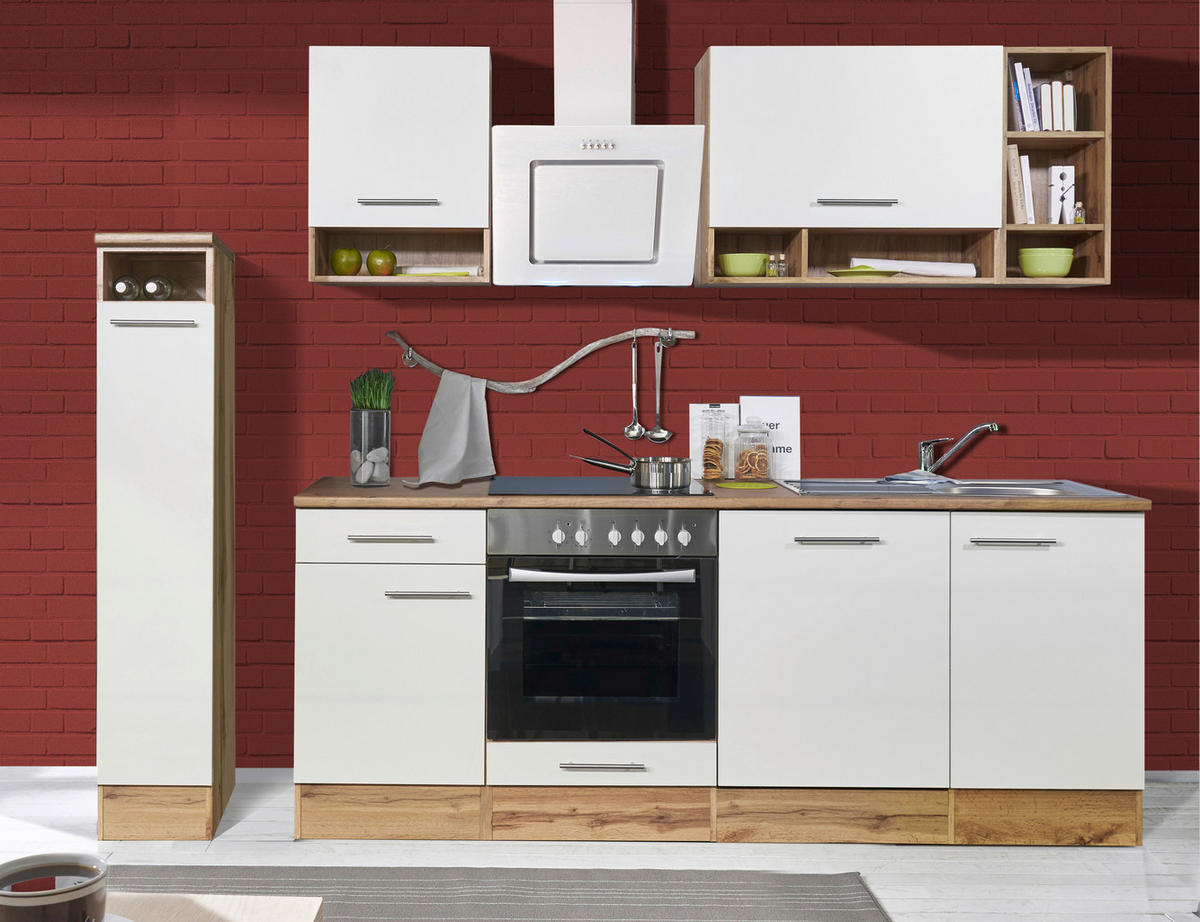 KÜCHENLEERBLOCK   in Weiß, Wildeiche  - Wildeiche/Silberfarben, Basics, Holzwerkstoff/Metall (250/205cm) - Respekta