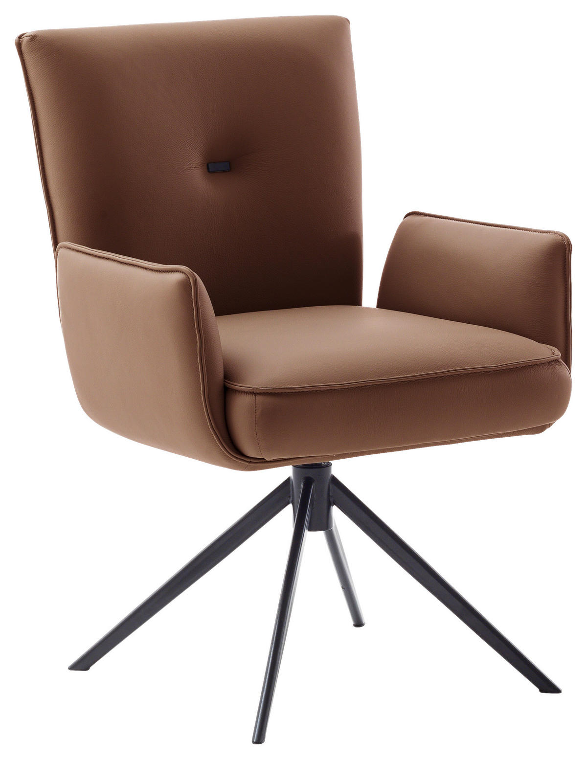 ARMLEHNSTUHL  in Stahl Echtleder pigmentiert  - Rostfarben/Schwarz, Design, Leder/Metall (63/89/65cm) - Valnatura