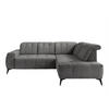 ECKSOFA in Cord Grau  - Schwarz/Grau, Modern, Textil/Metall (261/200cm) - Livetastic