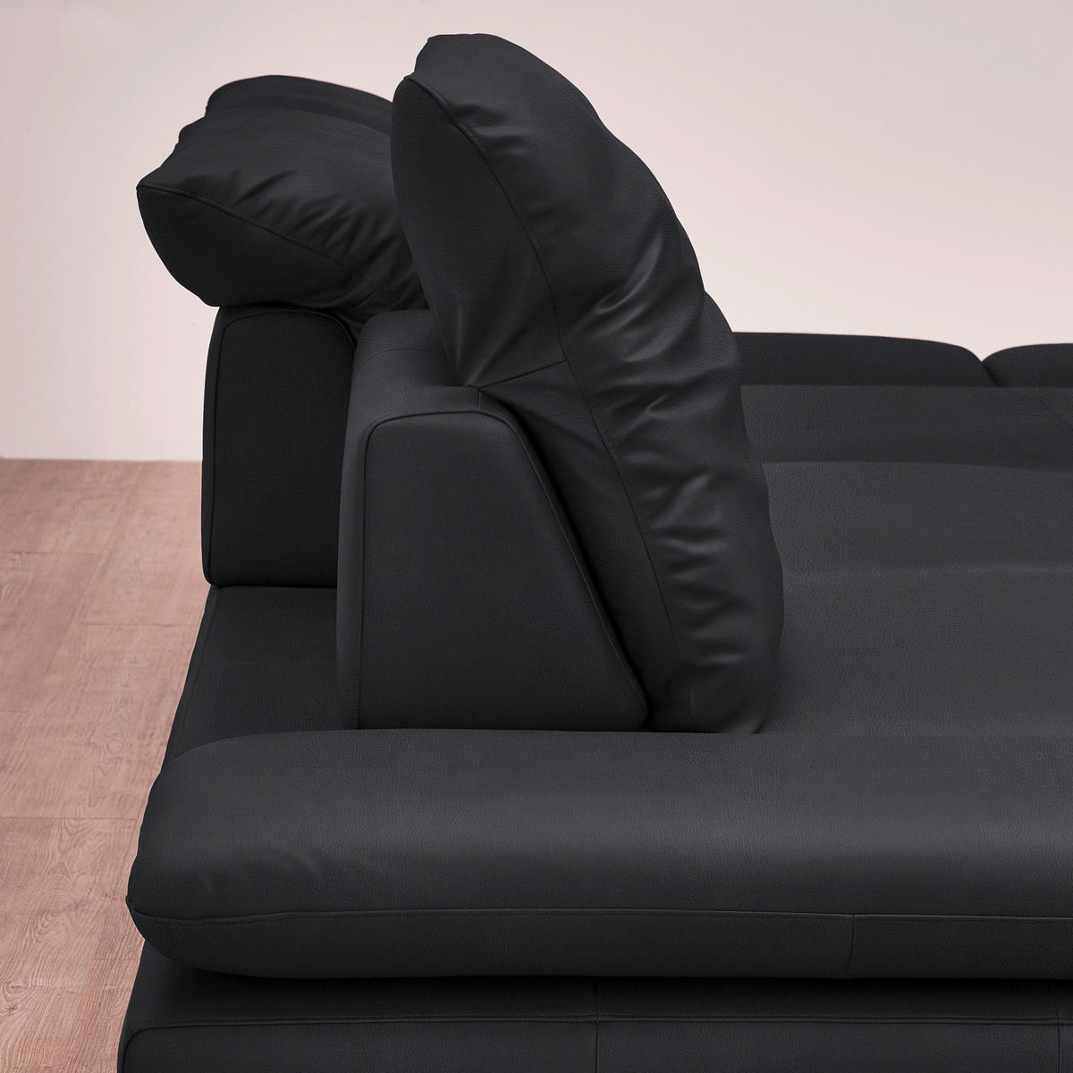 ECKSOFA in Echtleder Schwarz  - Silberfarben/Schwarz, Design, Leder/Metall (200/315cm) - Chilliano
