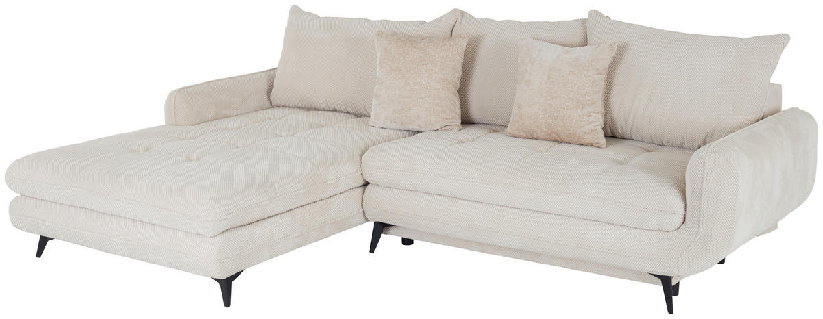 ECKSOFA WAVE Creme Struktur  - Beige/Creme, MODERN, Textil/Metall (189/266cm) - MID.YOU