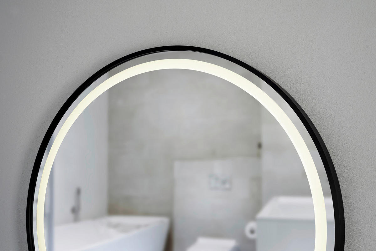 BADEZIMMERSPIEGEL 70/70/4 cm  - Schwarz, MODERN, Glas/Metall (70/70/4cm) - MID.YOU
