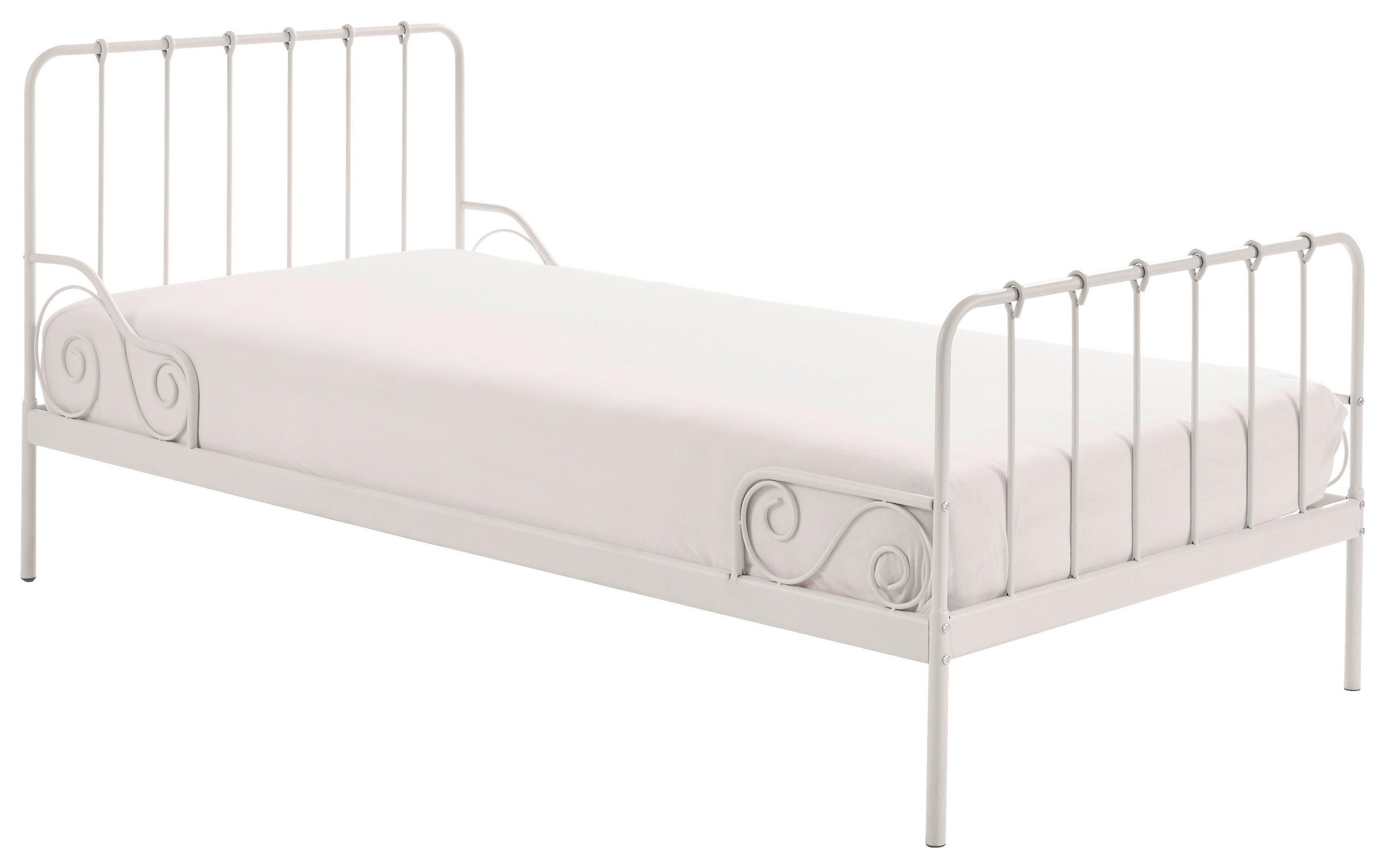 KINDER-/JUNIORBETT - Weiß, ROMANTIK / LANDHAUS, Holzwerkstoff/Metall (90/200cm) - MID.YOU