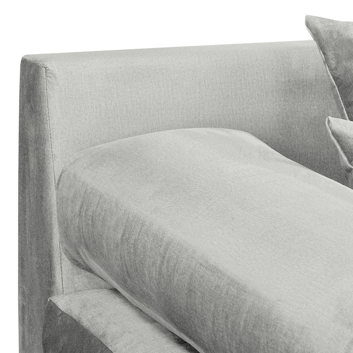ECKSOFA Velours Hellgrau  - Hellgrau/Schwarz, Design, Kunststoff/Textil (243/284cm) - P & B