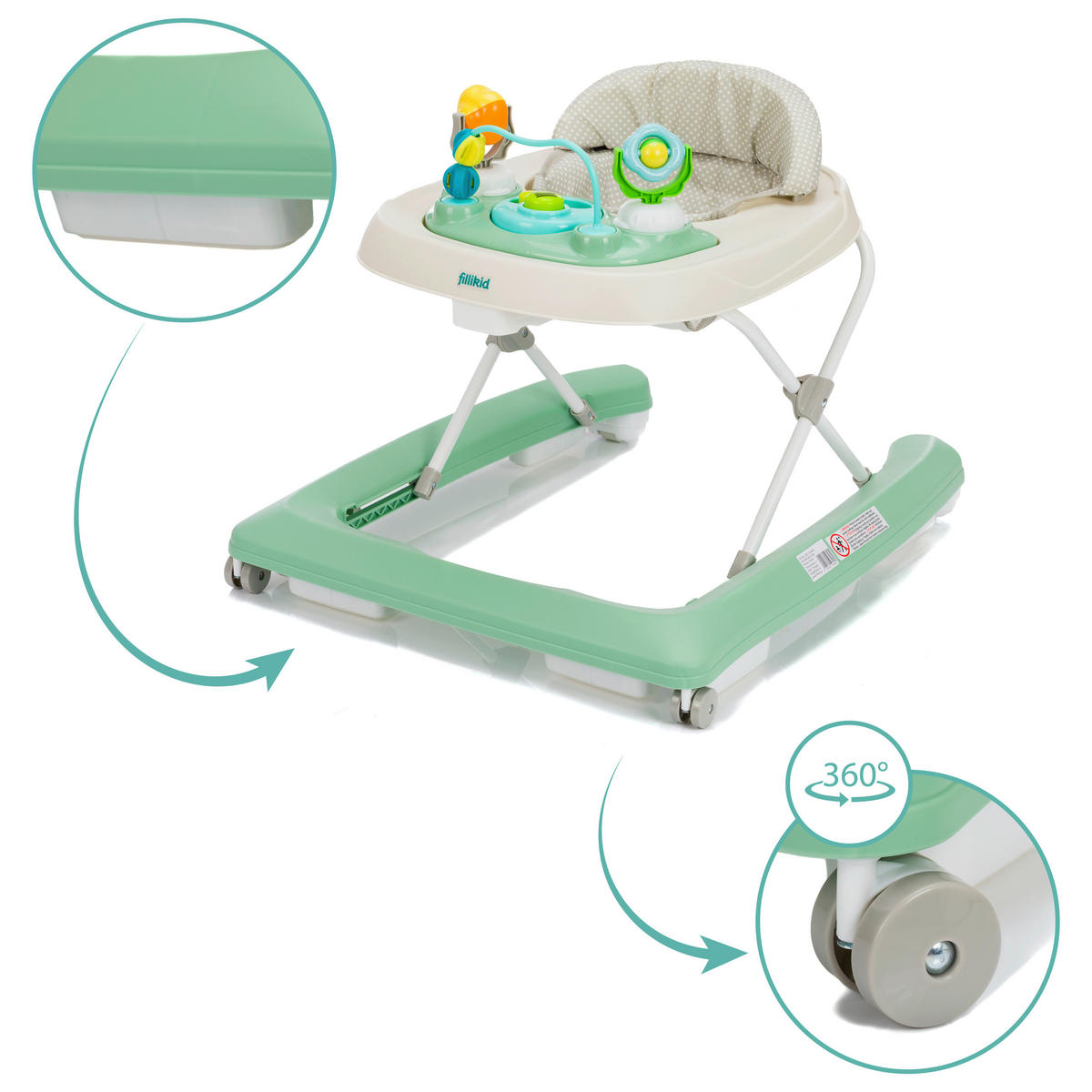 LAUFLERNWAGEN  - Limette, Basics, Kunststoff/Textil (62/53/65cm)