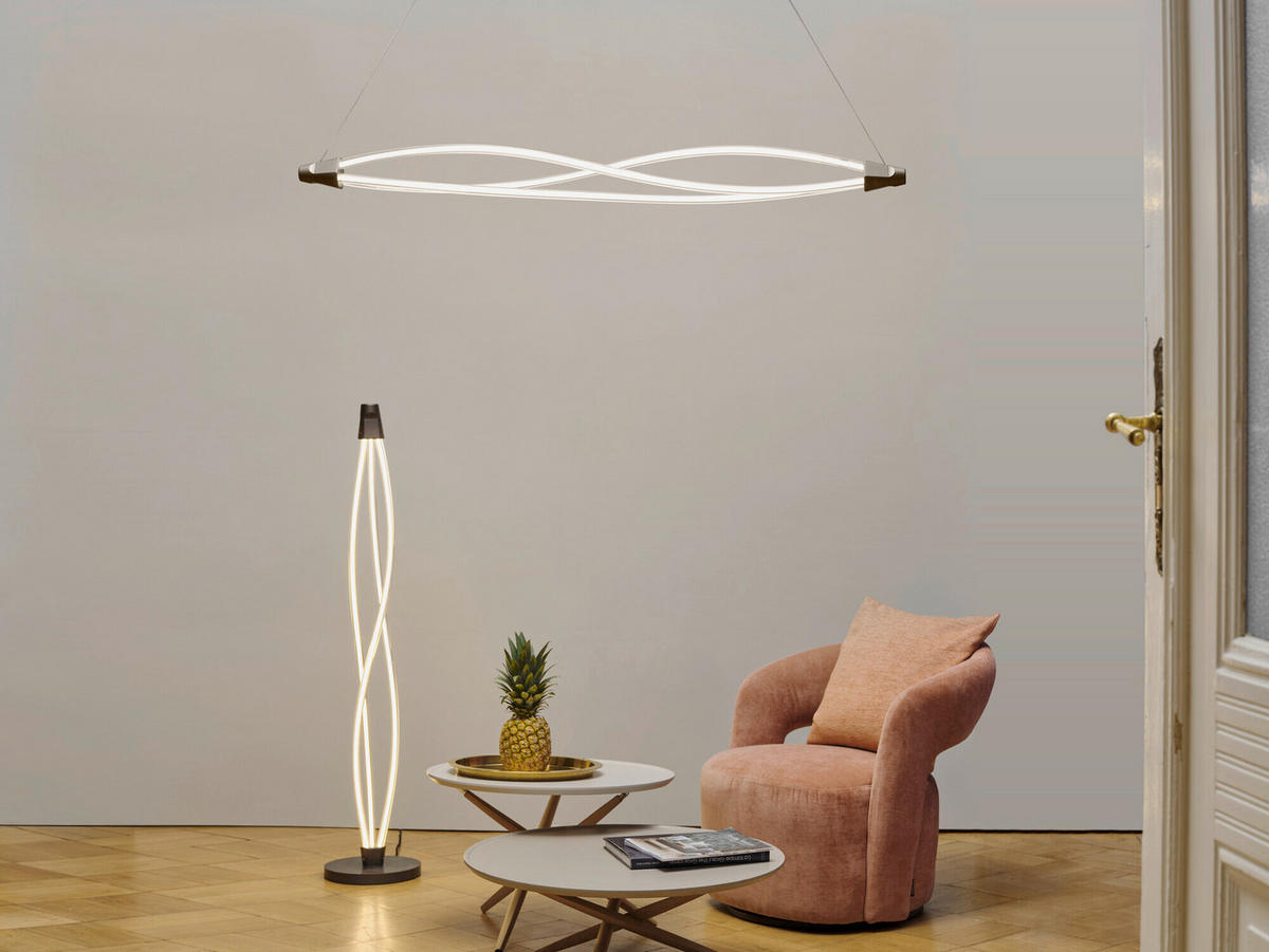 LED-HÄNGELEUCHTE 128.2/12.7/128.2 cm  - Dunkelgrau, Design, Kunststoff (128.2/12.7/128.2cm) - Osram