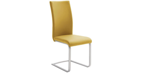 SCHWINGSTUHL in Edelstahl Lederlook - Edelstahlfarben/Gelb, Design, Textil/Metall (42/102/58cm) - Novel