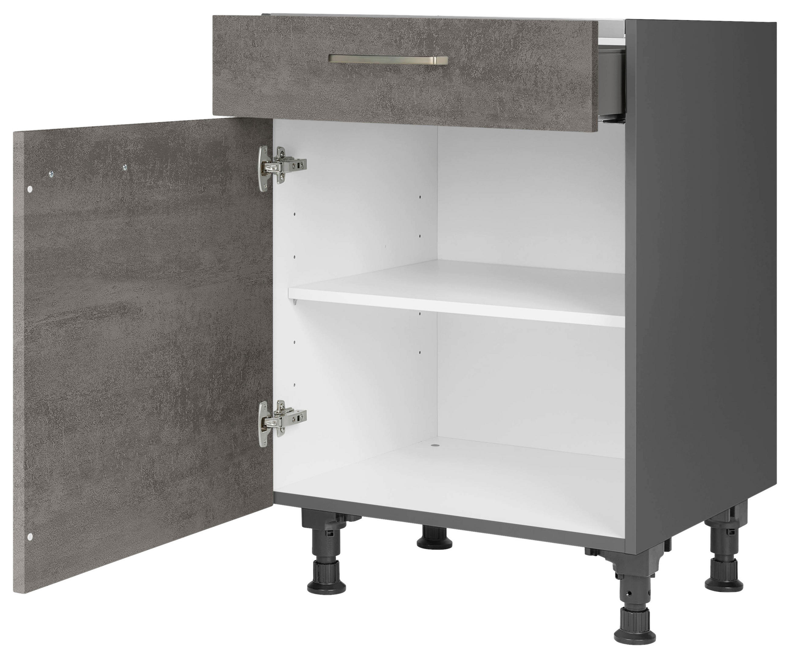 KOCHFELDUMBAUSCHRANK 60/87/56 cm  in Schieferfarben  - Schieferfarben/Edelstahlfarben, MODERN, Holzwerkstoff/Metall (60/87/56cm) - Nobilia