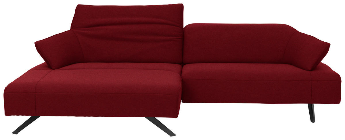 ECKSOFA in Struktur Rot  - Anthrazit/Rot, Design, Textil/Metall (165/276cm) - Himolla