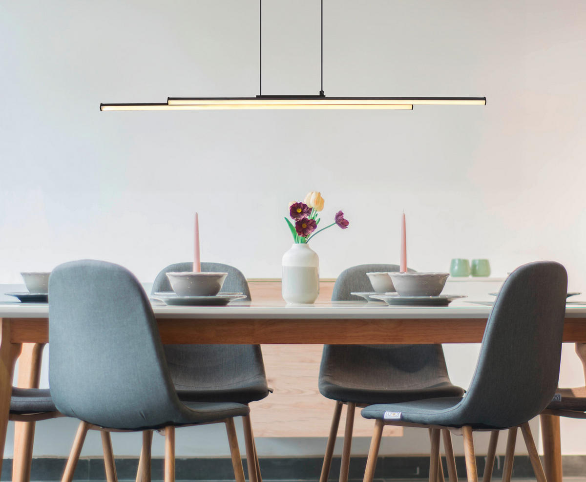LED-HÄNGELEUCHTE 110/6/120 cm    - Weiss/Schwarz, Design, Kunststoff/Metall (110/6/120cm) - Globo