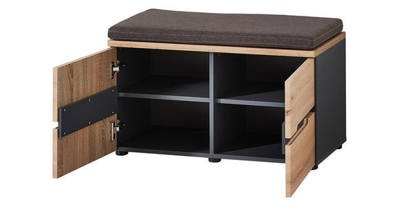 GARDEROBE 7-teilig  in 255/192/38 cm  - Graphitfarben/Eiche Artisan, Design, Glas/Holzwerkstoff (255/192/38cm) - Voleo