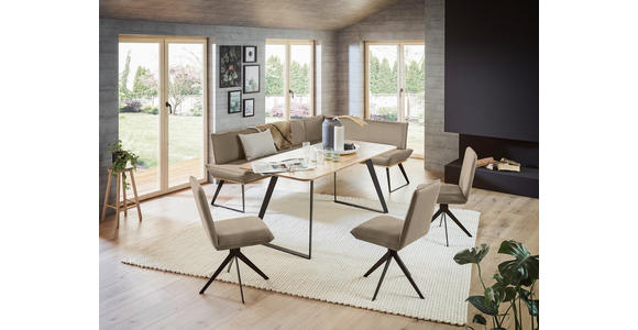 STUHL Webstoff Schwarz, Graubraun - Graubraun/Schwarz, Design, Textil/Metall (46,5/87/64cm) - Voleo