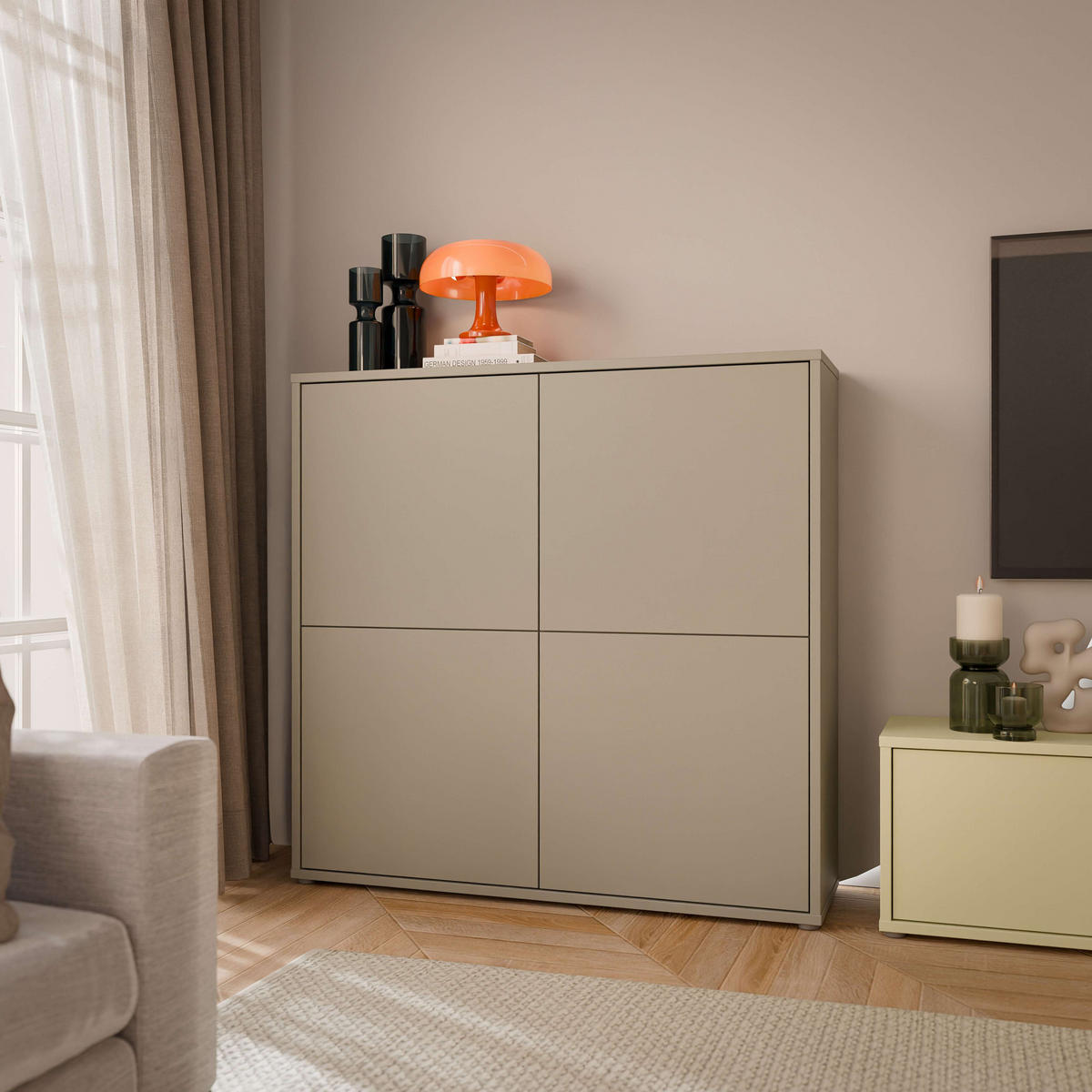 HIGHBOARD  124,5/121,5/34,9 cm  - Taupe/Grau, MODERN, Holzwerkstoff/Kunststoff (124,5/121,5/34,9cm) - Carryhome