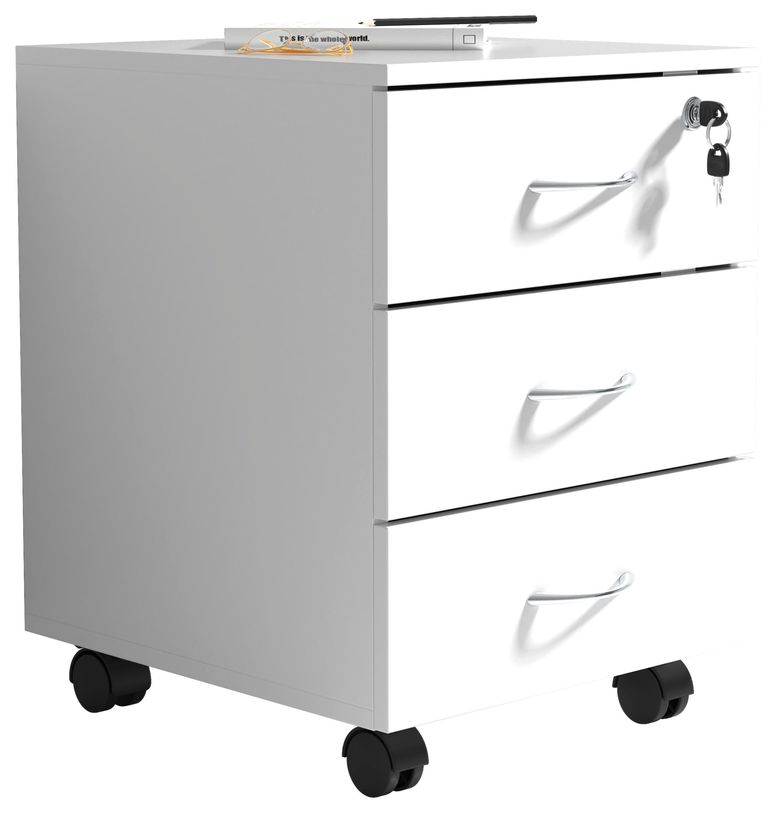 ROLLCONTAINER Weiß  - Silberfarben/Weiß, Design, Holzwerkstoff/Kunststoff (40/54/44cm) - MID.YOU
