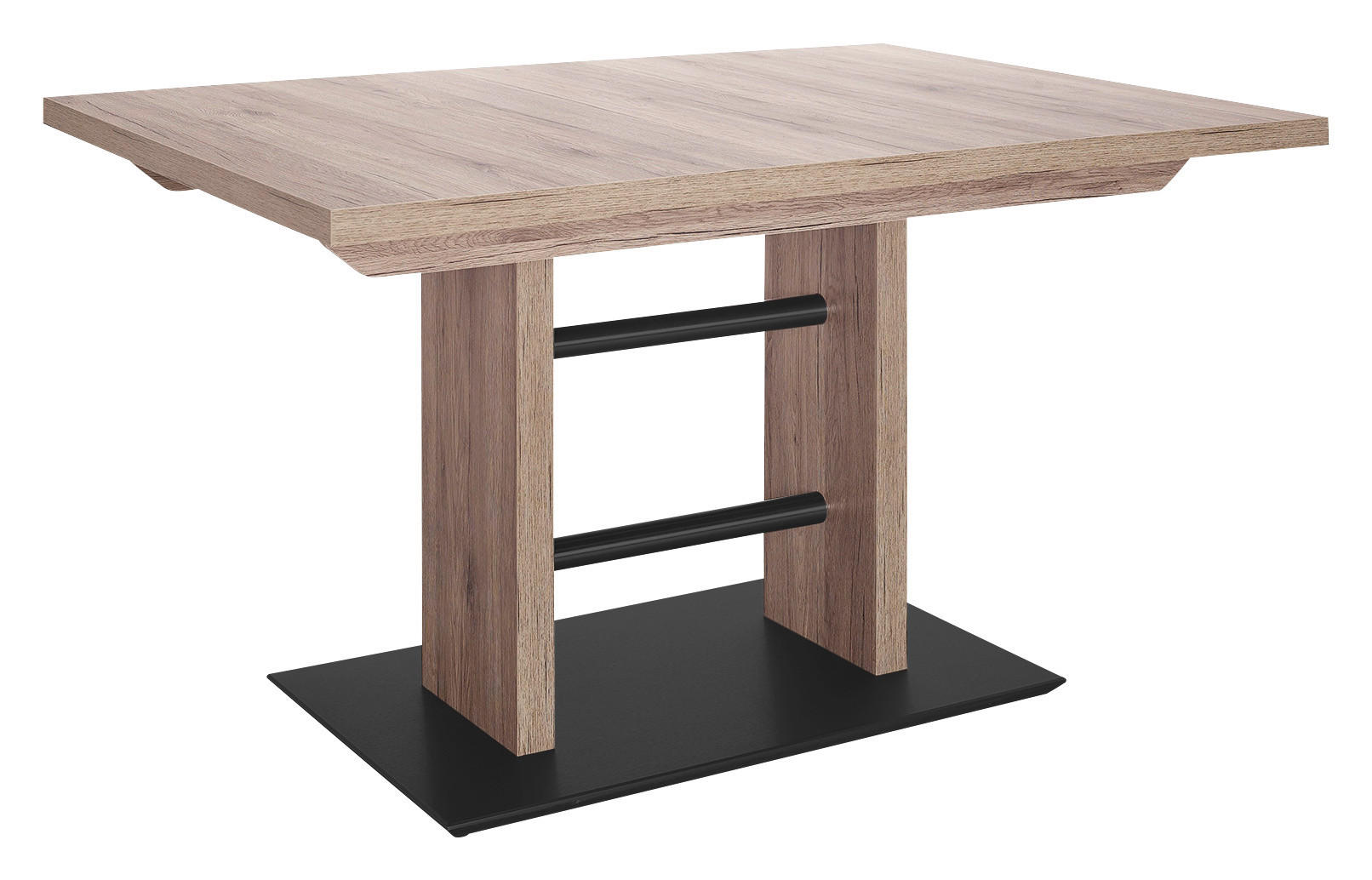 ESSTISCH Schwarz, Eiche Artisan rechteckig ausziehbar, Gestellauswahl - Schwarz/Eiche Artisan, MODERN, Holzwerkstoff/Metall (130-178/90/75cm) - Dieter Knoll