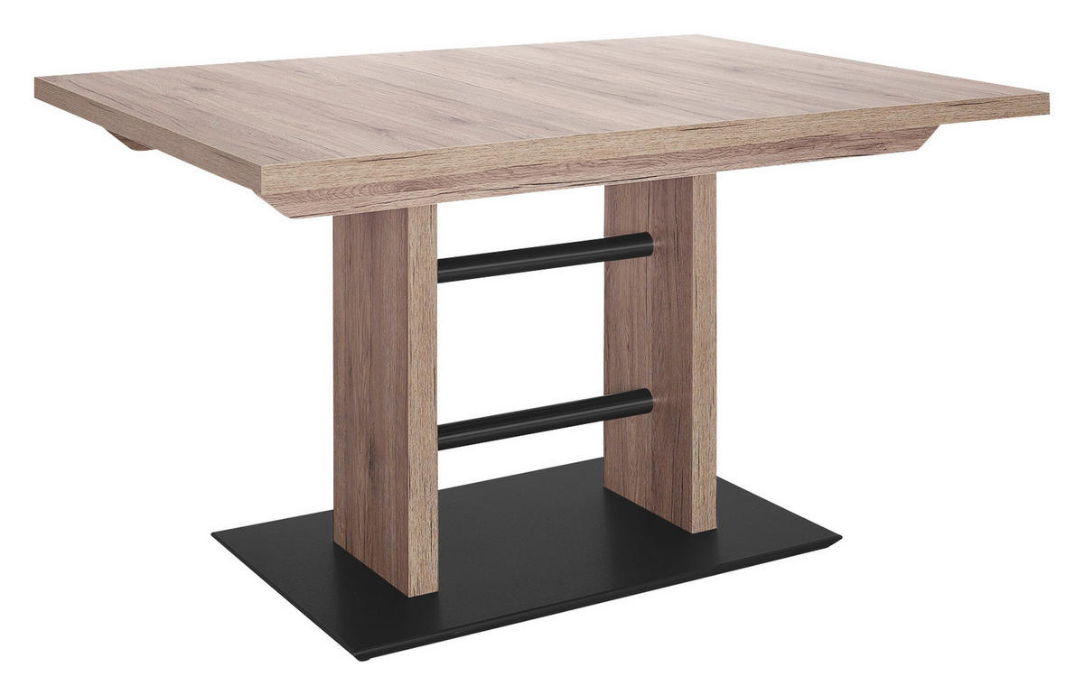 ESSTISCH Schwarz, Eiche Artisan rechteckig  ausziehbar, Gestellauswahl  - Schwarz/Eiche Artisan, MODERN, Holzwerkstoff/Metall (130-178/90/75cm) - Dieter Knoll