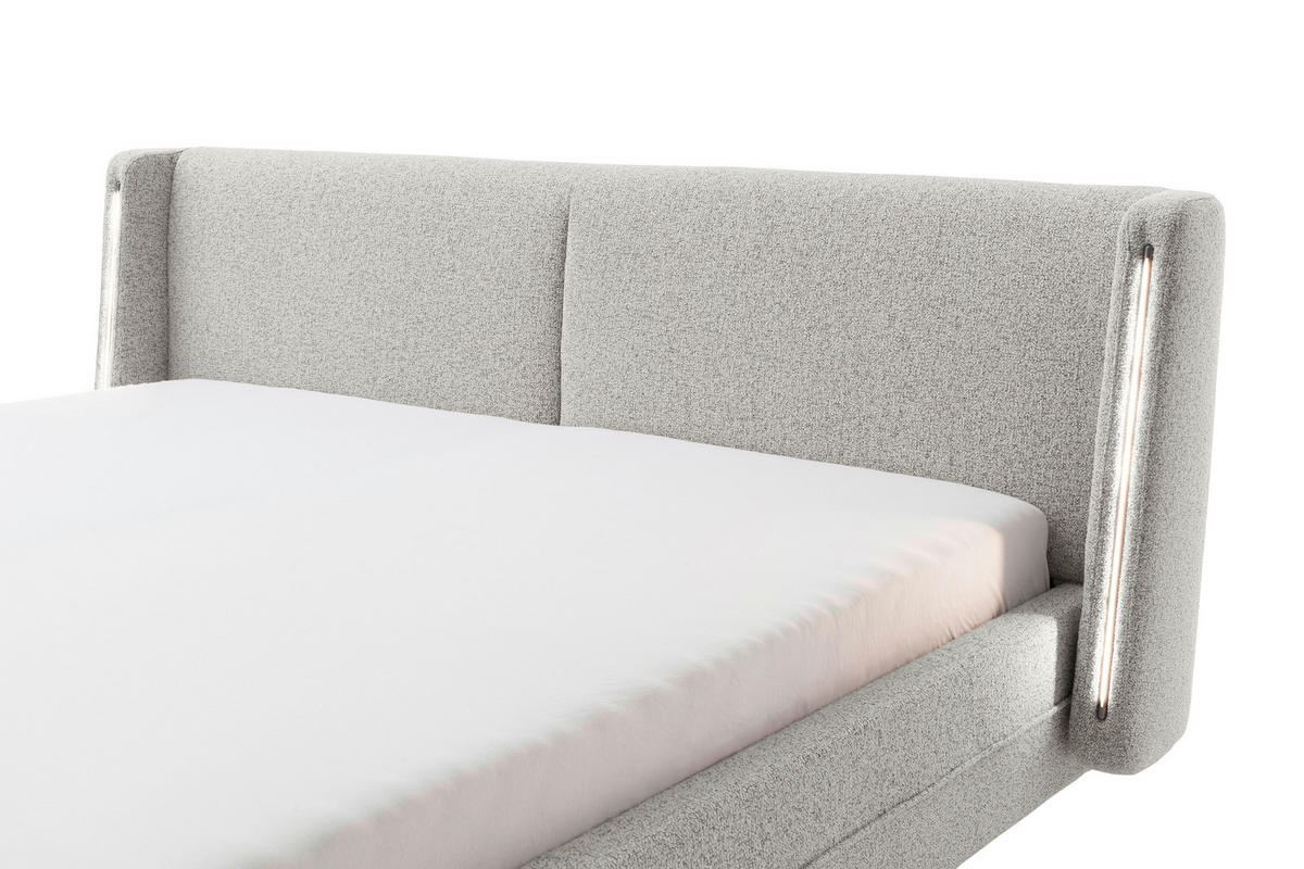 POLSTERBETT Beleuchtung 180/200 cm  in Taupe  - Taupe/Schwarz, MODERN, Textil/Metall (180/200cm) - Novel