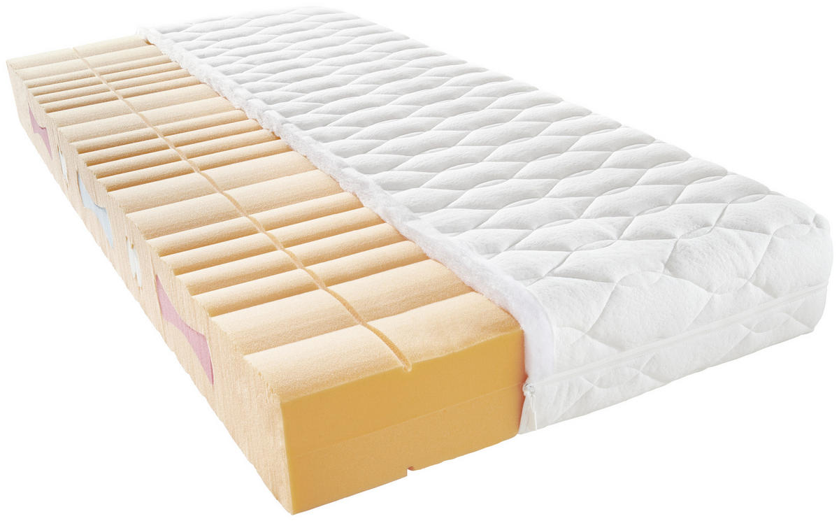 KALTSCHAUMMATRATZE 140/200 cm Höhe ca. 21 cm  - Weiß, Basics, Textil (140/200cm) - Sleeptex