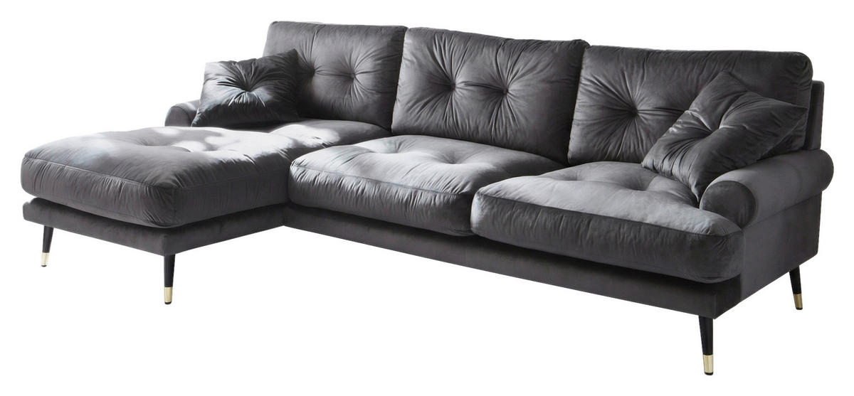 ECKSOFA Eckteil  TOKIO-REC.2S Anthrazit Samt  - Anthrazit, MODERN, Holz/Textil (275/157cm) - MID.YOU