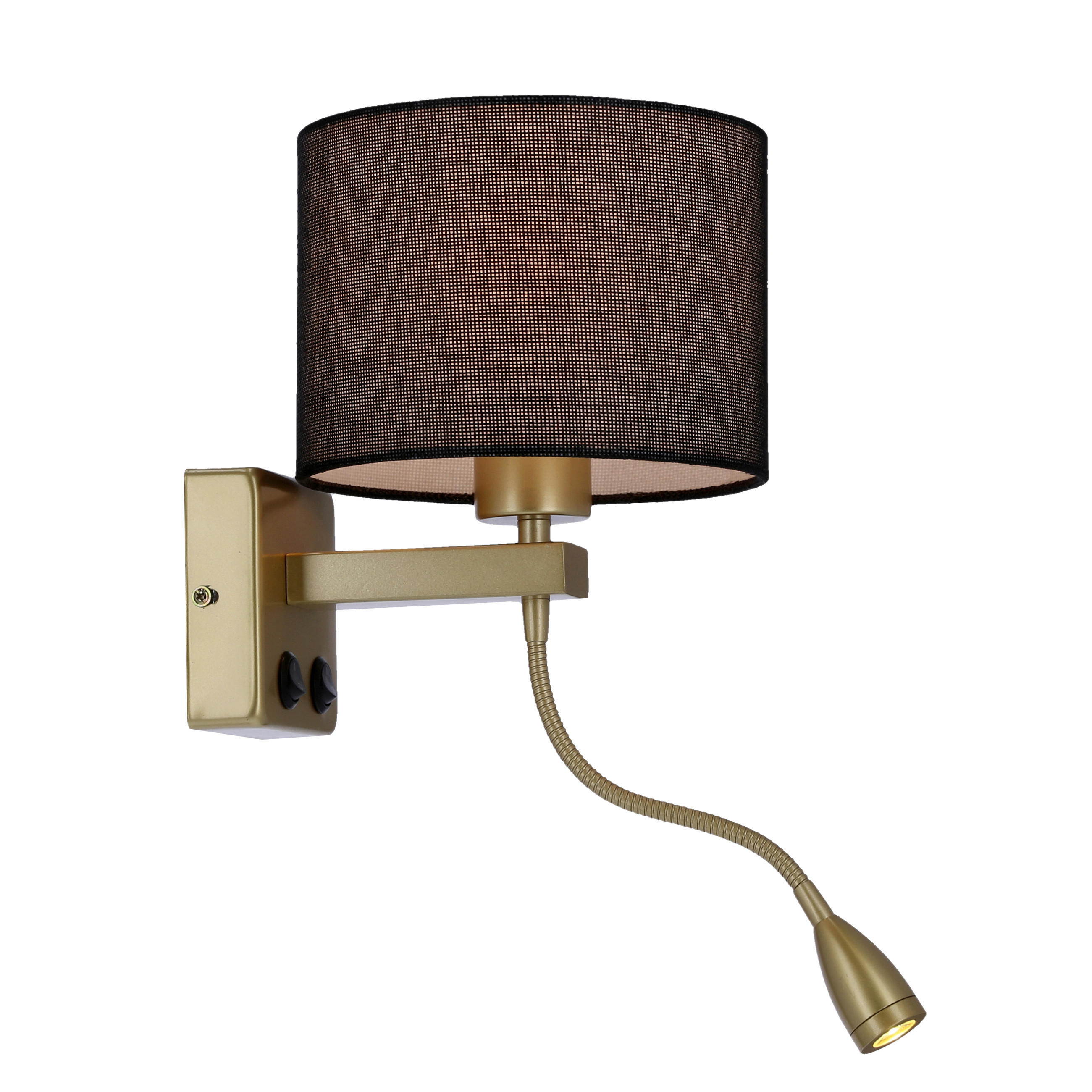 VÄGGLAMPA Polo 18/22/44 cm   - svart/guldfärgad, Basics, metall/plast (18/22/44cm)