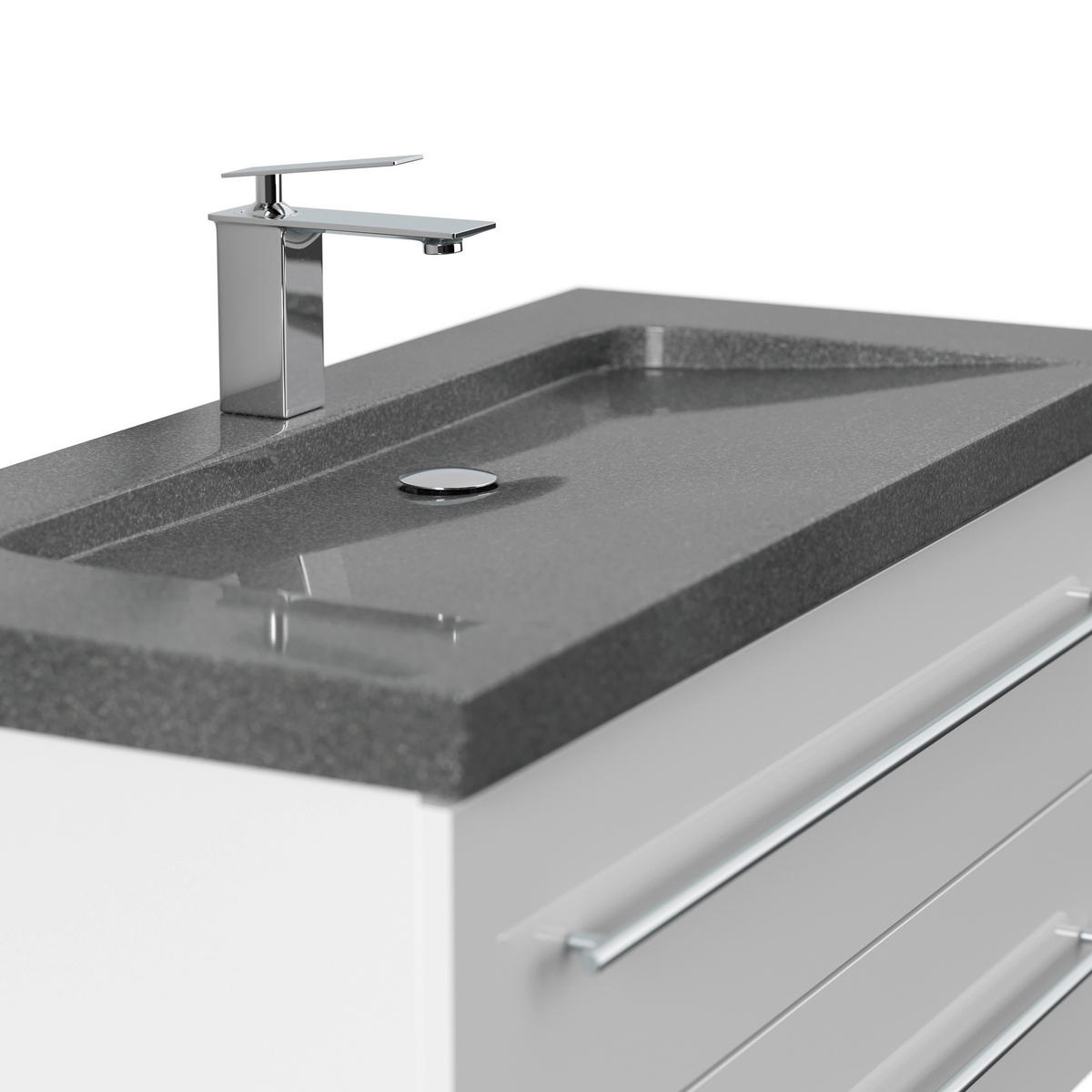 WASCHTISCHKOMBI 100 cm  - Weiß Hochglanz, Basics, Holzwerkstoff/Stein (100cm) - MID.YOU