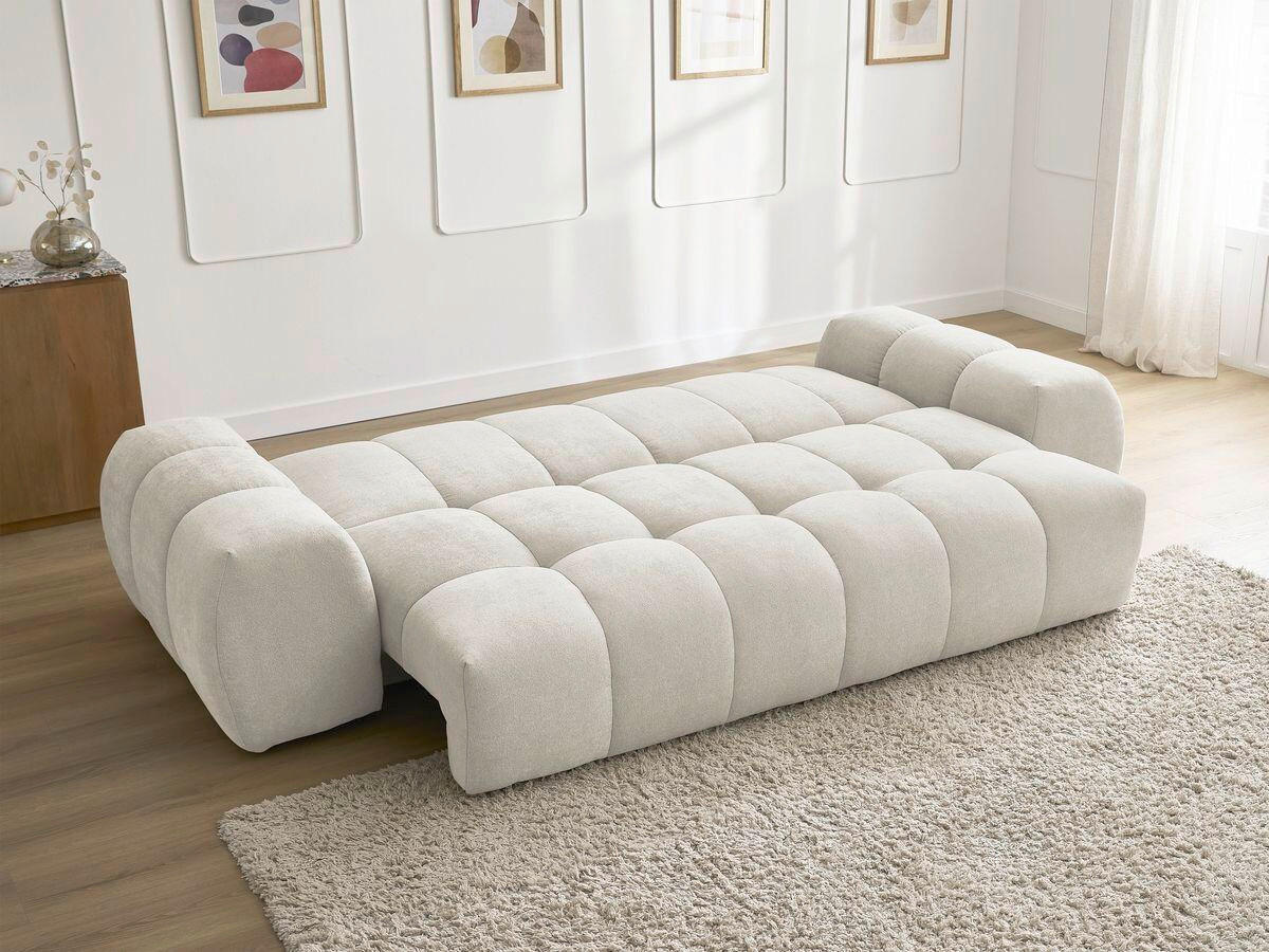 SCHLAFSOFA EVEREST  mit Rücken echt, Armteil links, Armteil rechts Struktur Beige  - Beige/Schwarz, MODERN, Kunststoff/Textil (278/115/90cm)