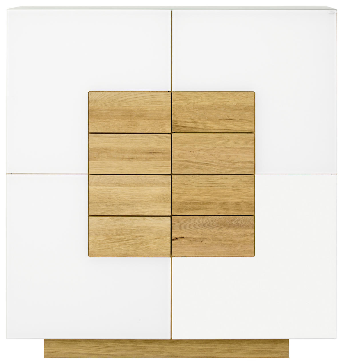 VYSOKÁ KOMODA, divoký dub, bílá, barvy dubu, 128/138/43 cm - bílá/barvy dubu, Design, dřevo/sklo (128/138/43cm) - Voglauer