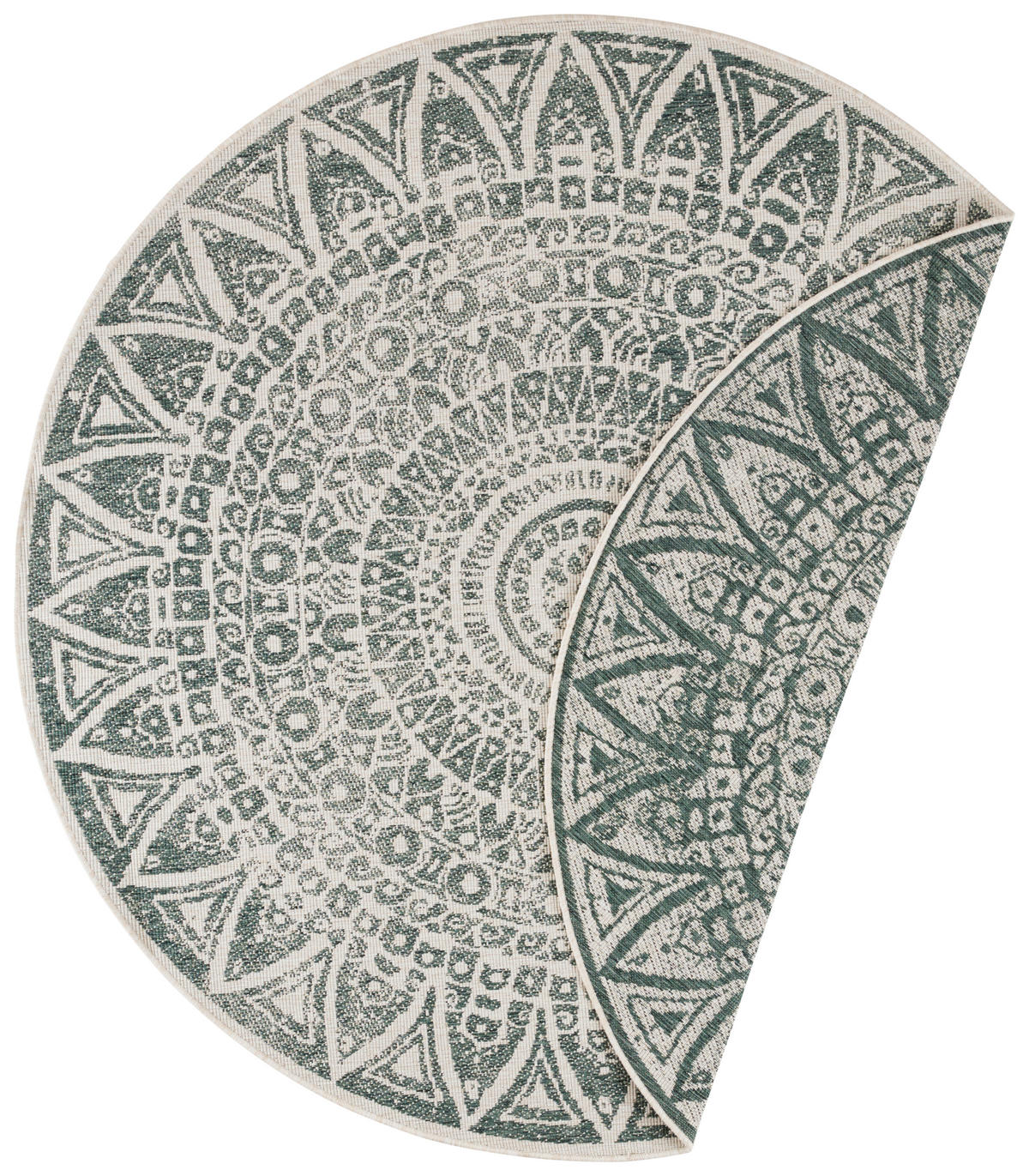 FLACHWEBETEPPICH 240 cm Nora Creme, Dunkelgrün rund  - Dunkelgrün/Creme, Design, Kunststoff (240cm) - Hanse Home