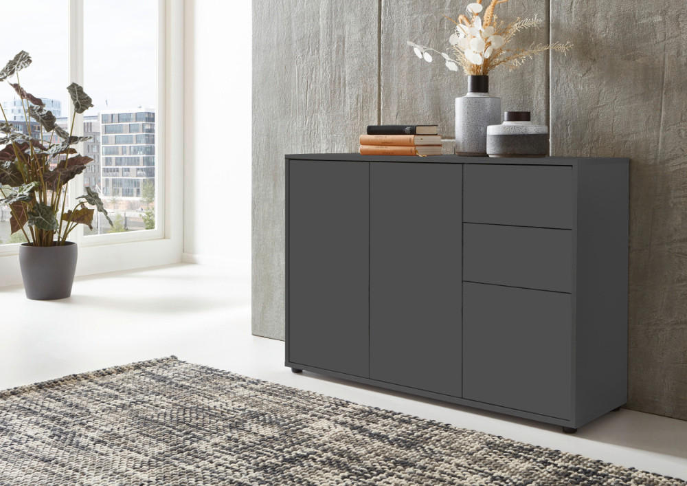 KOMMODE  in 105,5/73/33 cm  - Anthrazit/Schwarz, MODERN, Holzwerkstoff (105,5/73/33cm) - MID.YOU