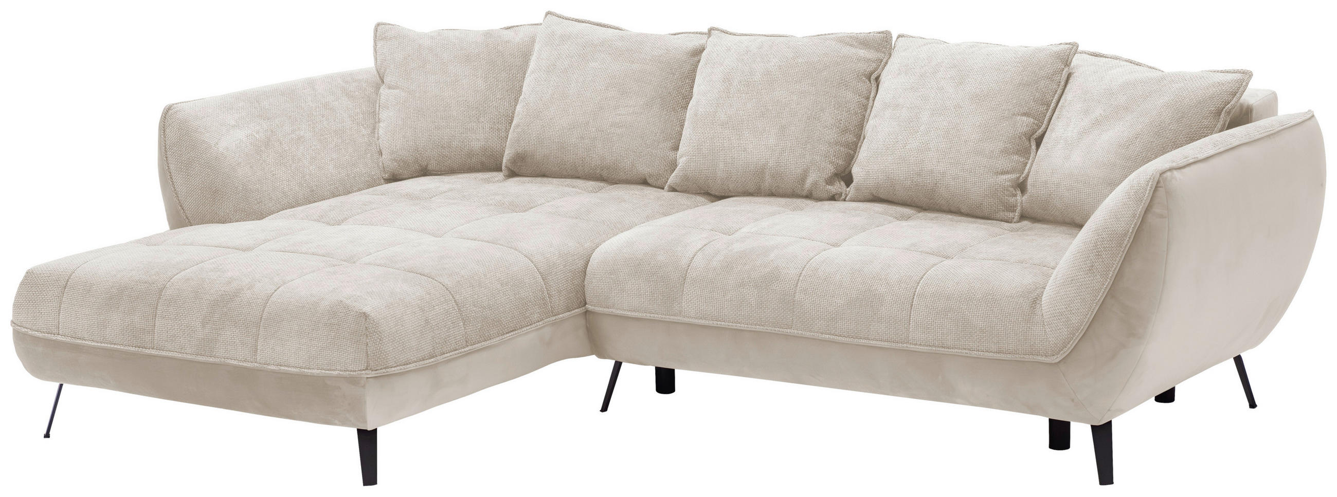 ECKSOFA in Struktur Beige, Sandfarben  - Sandfarben/Beige, Design, Textil/Metall (187/282cm) - Livetastic