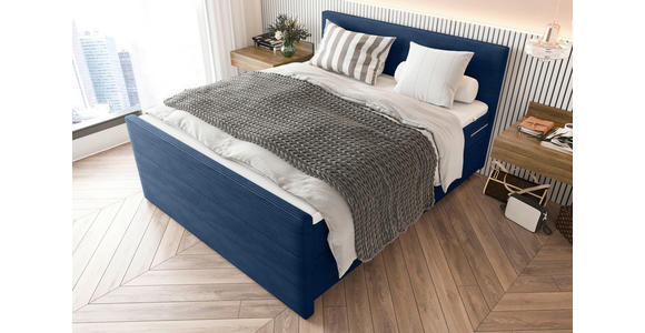 BOXSPRINGBETT 180/200 cm  in Dunkelblau  - Schwarz/Dunkelblau, KONVENTIONELL, Textil/Metall (180/200cm) - Carryhome