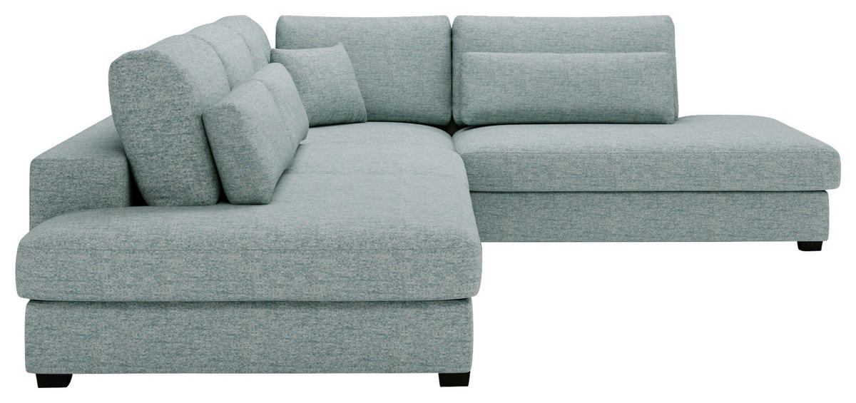 ECKSOFA in Bouclé, Plüsch Hellblau  - Schwarz/Hellblau, Design, Kunststoff/Textil (332/244cm) - Livetastic