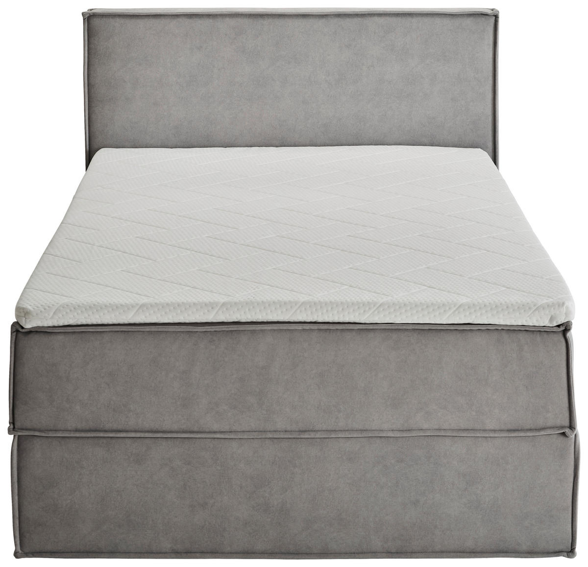 BOXBETT 120/200 cm,  in Hellgrau, Bettkasten, Topper, H3 = fest  - Hellgrau/Schwarz, Design, Kunststoff/Textil (120/200cm) - Chameo