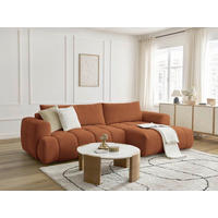 ECKSCHLAFSOFA FUJI Leinenoptik Orange  inkl.  - Schwarz/Orange, MODERN, Kunststoff/Textil (292/160cm)