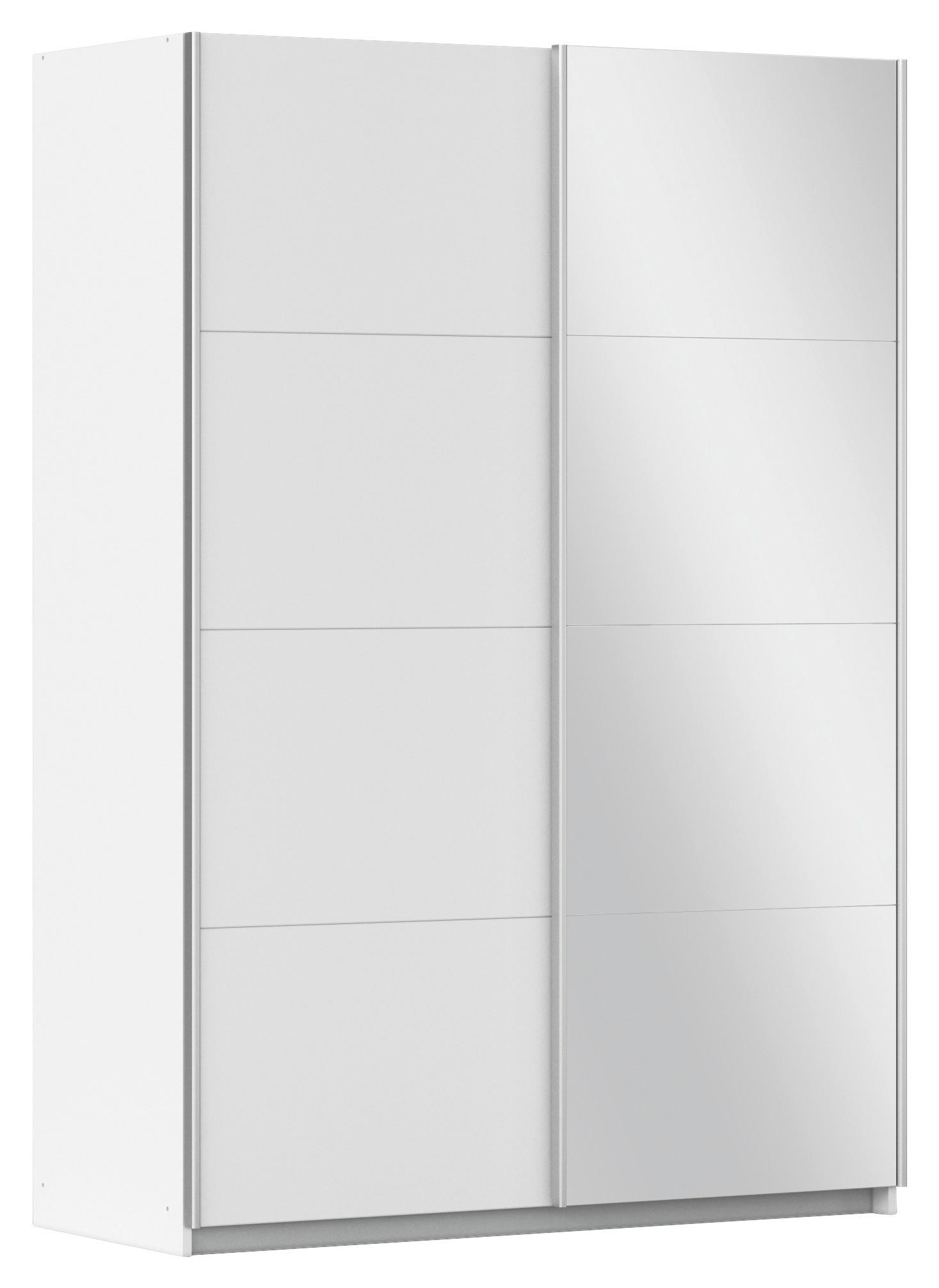 GARDEROB MED SKJUTDÖRRAR 136/197/61 cm 2-dörrar - vit/aluminiumfärg, Modern, metall/trämaterial (136/197/61cm) - Rauch Möbel
