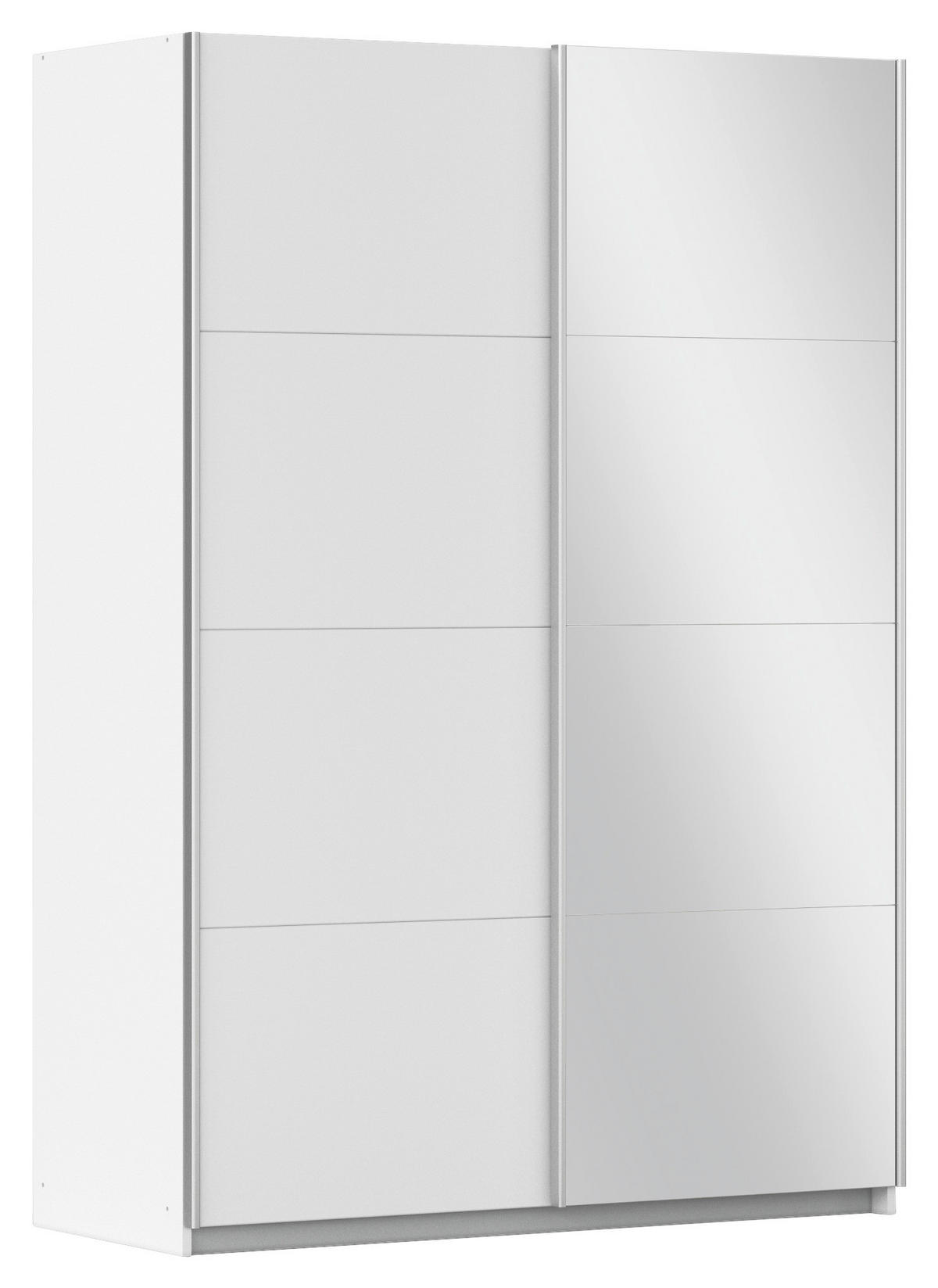 SCHWEBETÜRENSCHRANK in Weiss, Silberfarben  - Weiss/Silberfarben, Modern, Holzwerkstoff/Metall (136/197/61cm) - Rauch Möbel