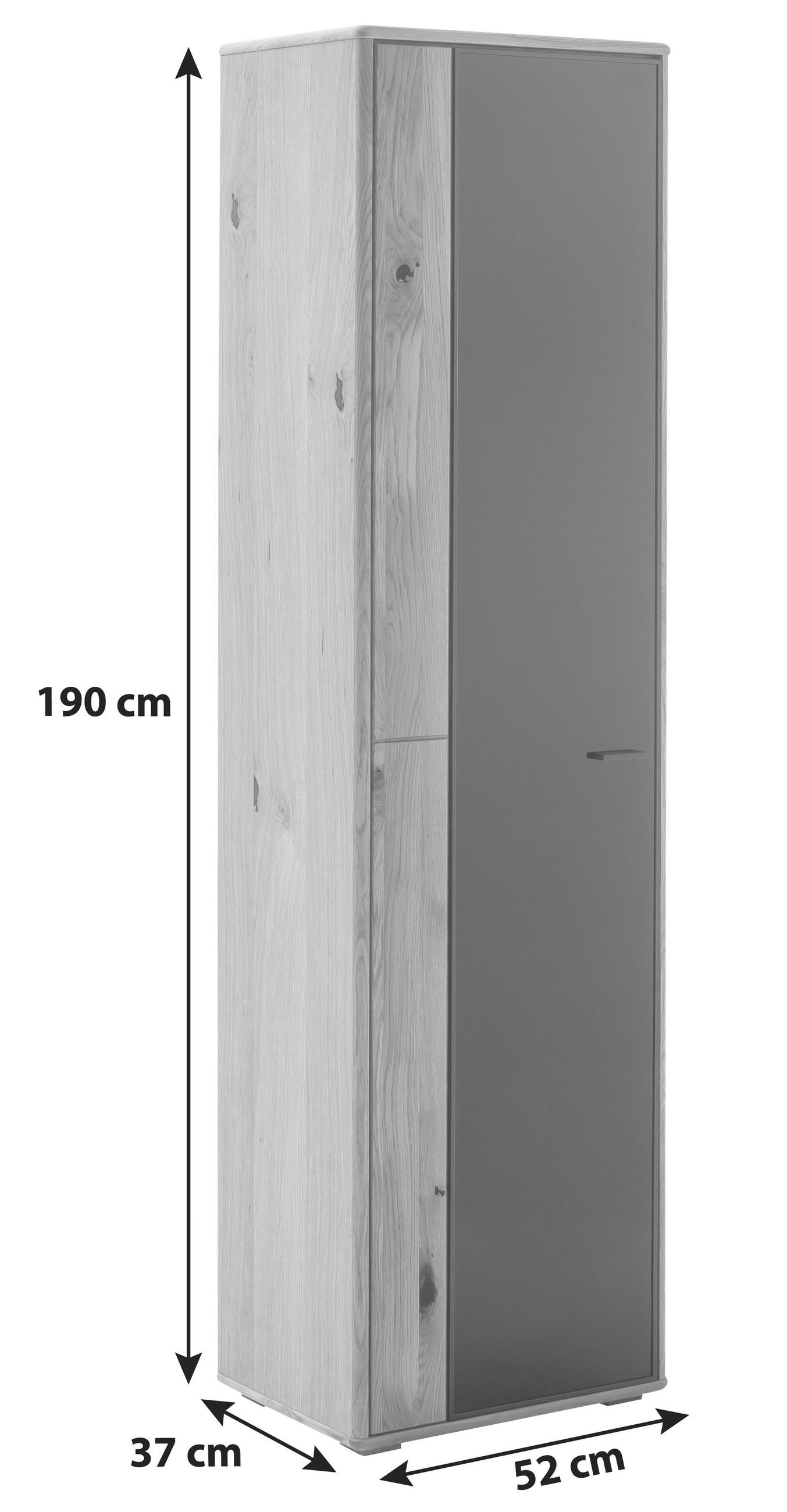 VITRINSKÅP  i faner, delar i massivt trä rustik ek skogsek  - skogsek/antracit, Design, metall/trämaterial (52/190/37cm) - MID.YOU