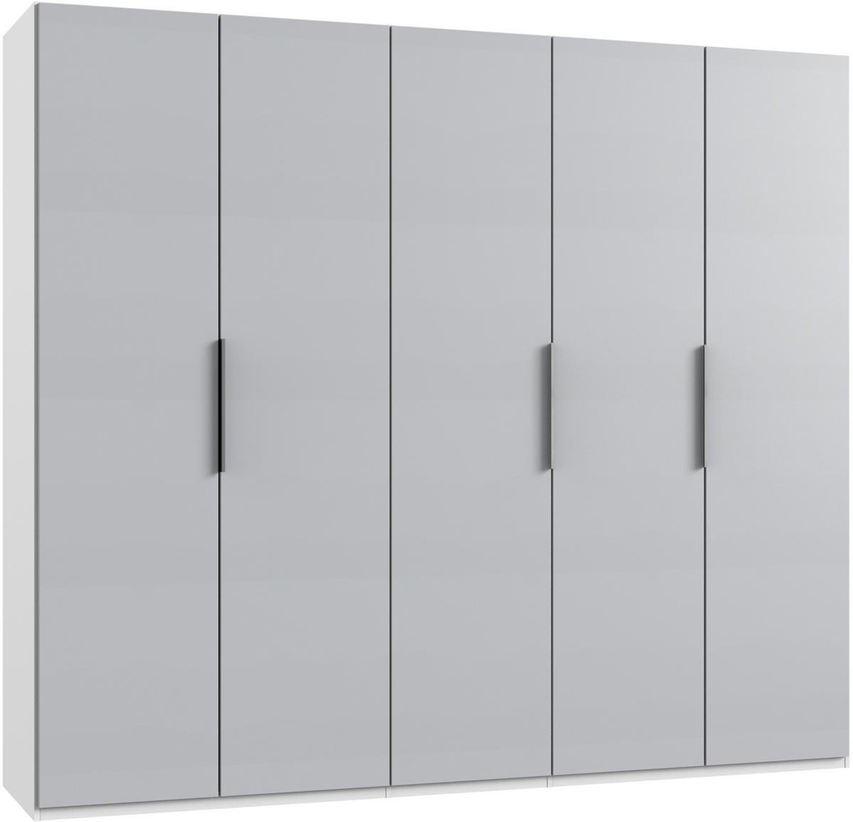 GARDEROB MED GÅNGJÄRN 250/216/58 cm 5-dörrar - vit/ljusgrå, Modern, trämaterial (250/216/58cm) - MID.YOU