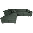 ECKSOFA inkl. Funktionen Waldgrün Cord  - Waldgrün/Silberfarben, Design, Textil/Metall (226/257cm) - Xora