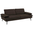 3-SITZER-SOFA in Velours Dunkelbraun  - Dunkelbraun/Beige, Design, Textil/Metall (222/89/104cm) - Dieter Knoll