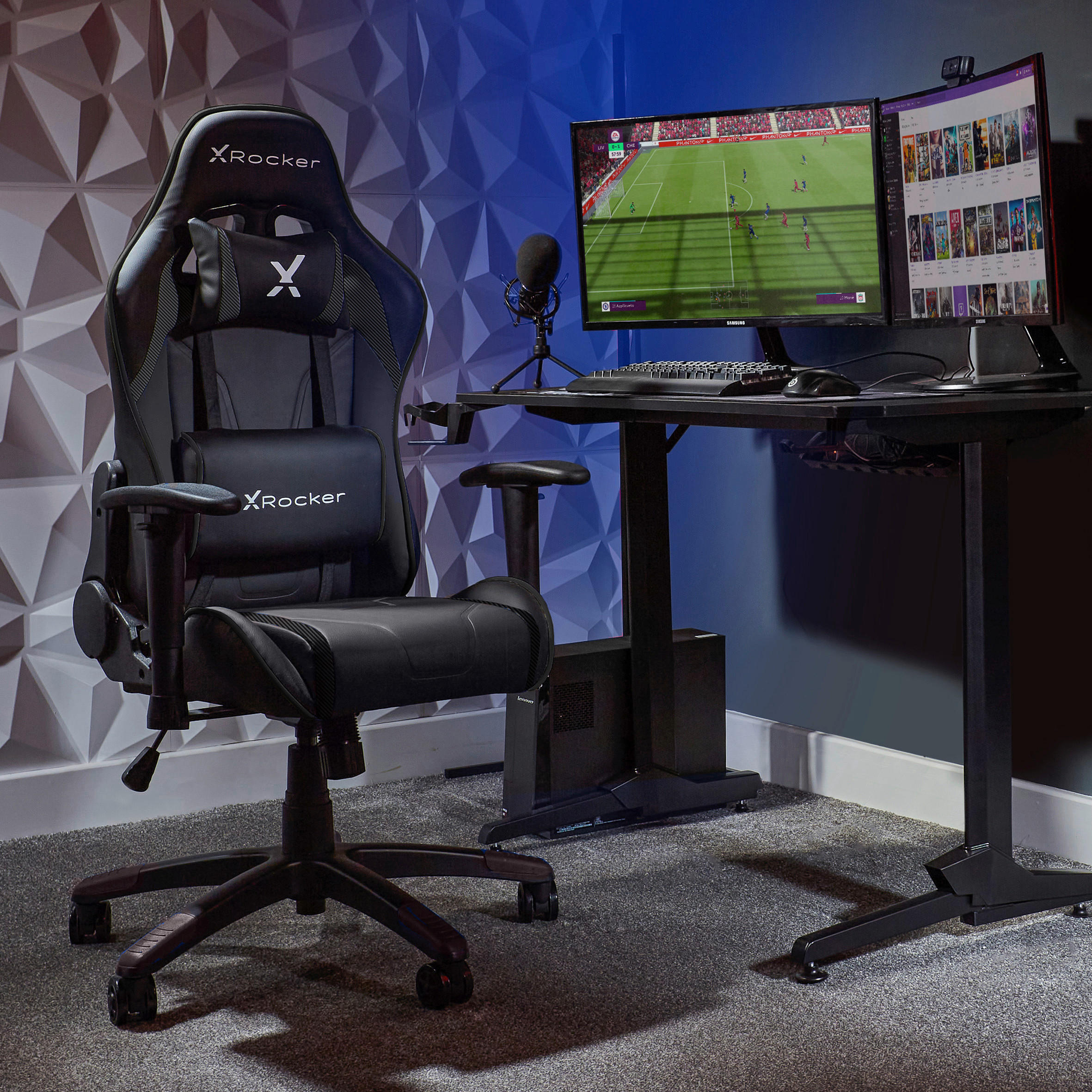 GAMINGSTUHL Schwarz Metall, Kunststoff, Textil   - Schwarz, MODERN, Kunststoff/Textil (55/113/62,5cm) - X Rocker