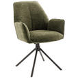 ARMLEHNSTUHL  Sitzfläche 180° drehbar, automatische Rückholfunktion Struktur  - Schwarz/Olivgrün, Design, Textil/Metall (59/88/63cm) - Carryhome