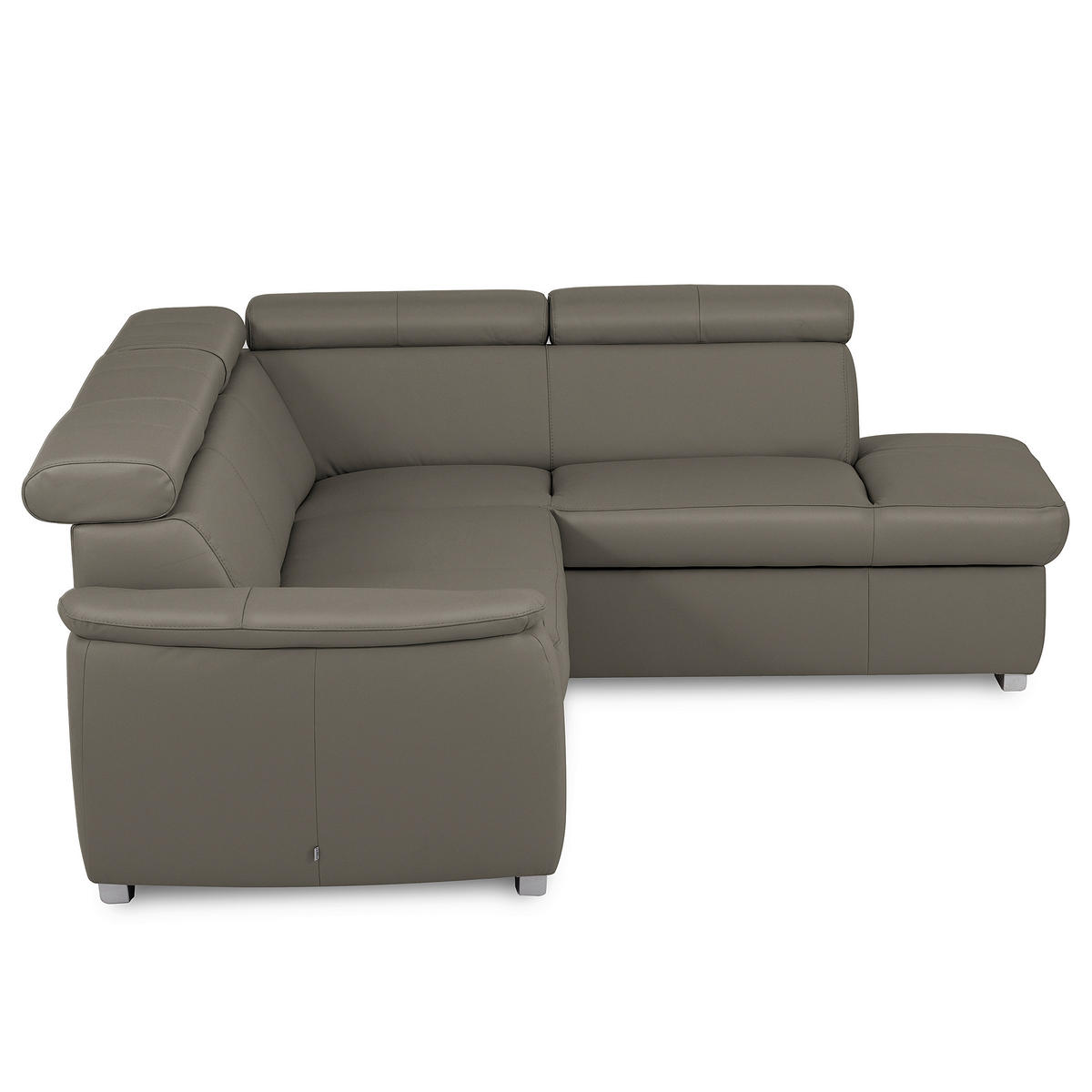 ECKSOFA  in Lederlook Echtleder Schlammfarben  - Schlammfarben/Silberfarben, Leder/Holz (262/211cm) - Celina Home
