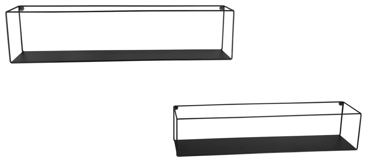 WANDREGALSET 2-teilig Schwarz  - Schwarz, MODERN, Metall (65/15/15cm)
