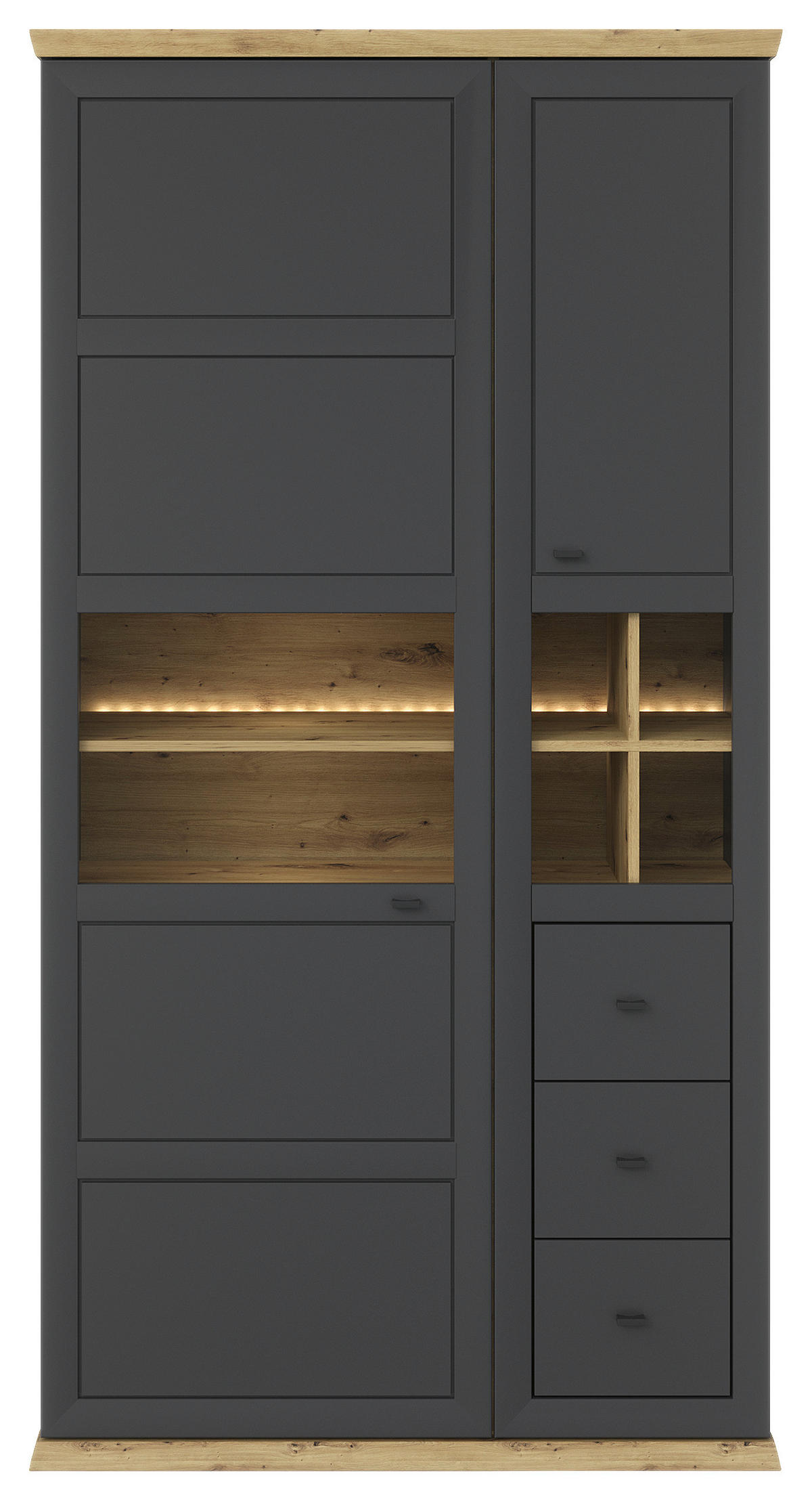 VITRINA, hrast artisan - barve hrasta/antracit, Design, kovina/steklo (110,2/209,2/42,8cm) - Hom`in