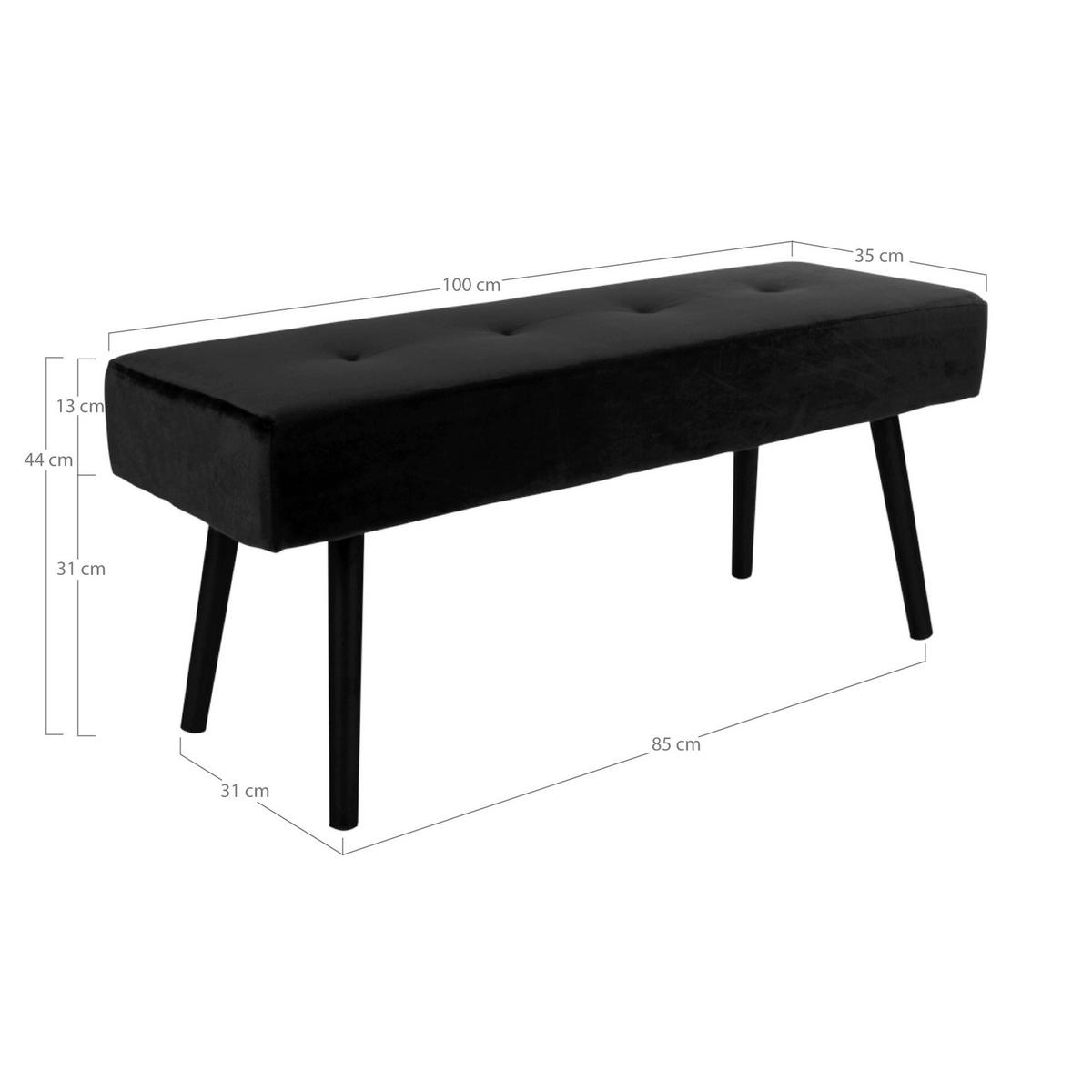 GARDEROBENBANK - Schwarz, Design, Textil/Metall (100/44/35cm) - MID.YOU