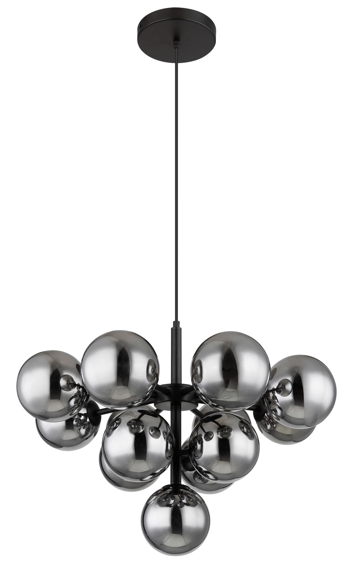 HÄNGELEUCHTE 56/120 cm    - Schwarz, Design, Glas/Metall (56/120cm) - Globo