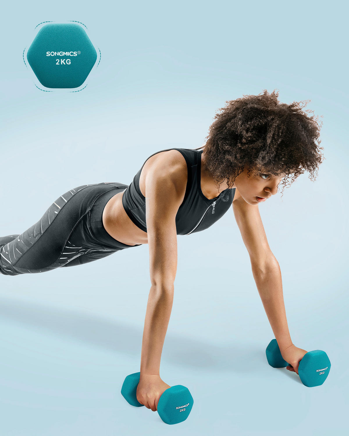 FITNESS-SET - Blau/Grau, Basics, Metall (38.5/14.5/35.5cm)